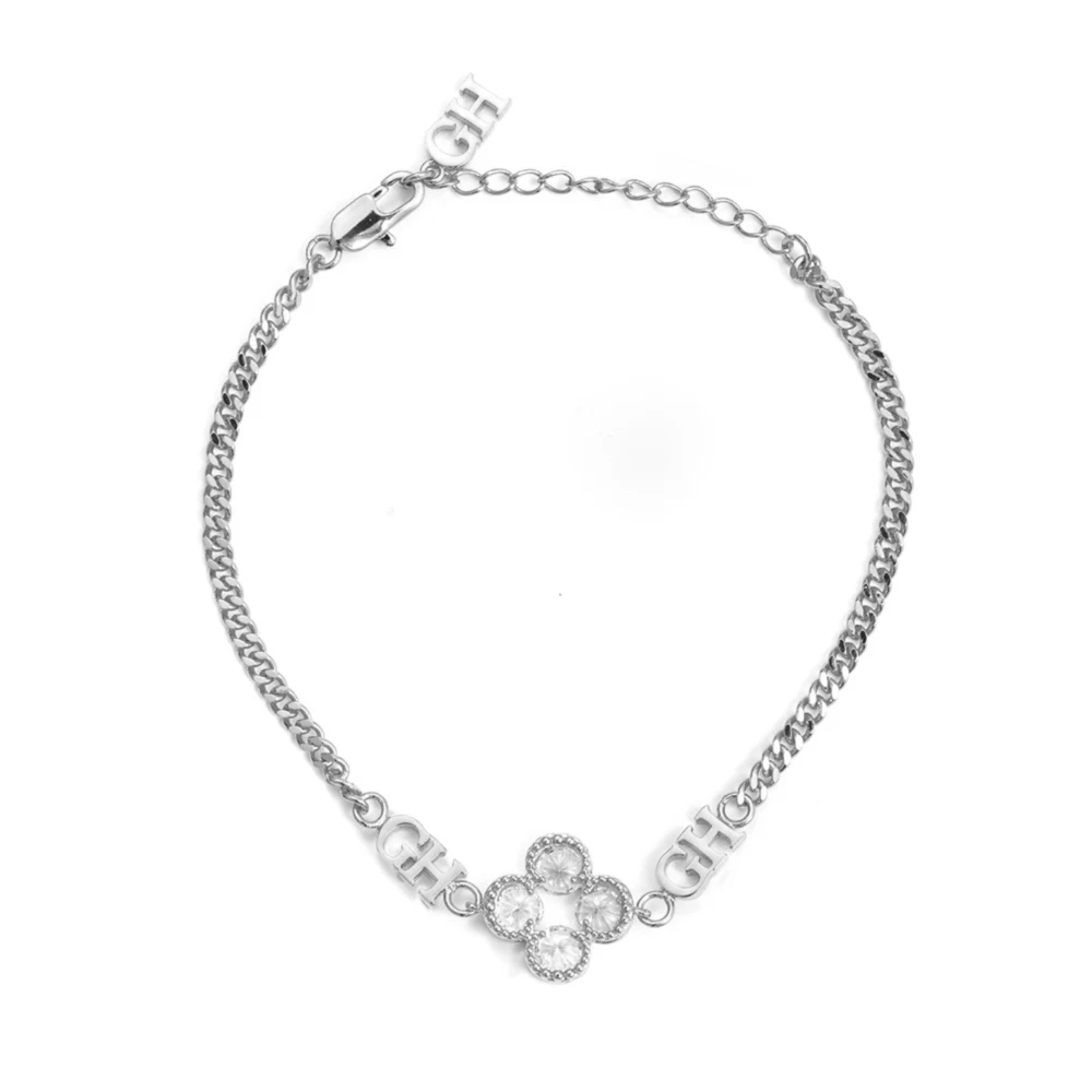 CHic Women Chain Bracelet Cubic Zirconia Four Leaf Clover Pendant Adjustable Gold Silver Plated Light Luxury Jewelry Gift