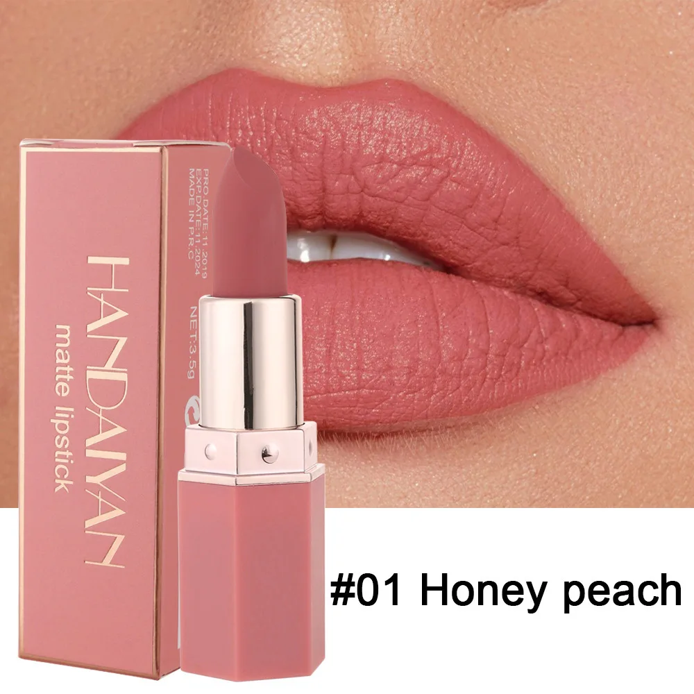 HANDAIYAN 6 Colors Matte Nude Lipstick Waterproof Lasting Sexy Red Pink Lip Stain Beauty Makeup For Women Lip Tint Cosmetics