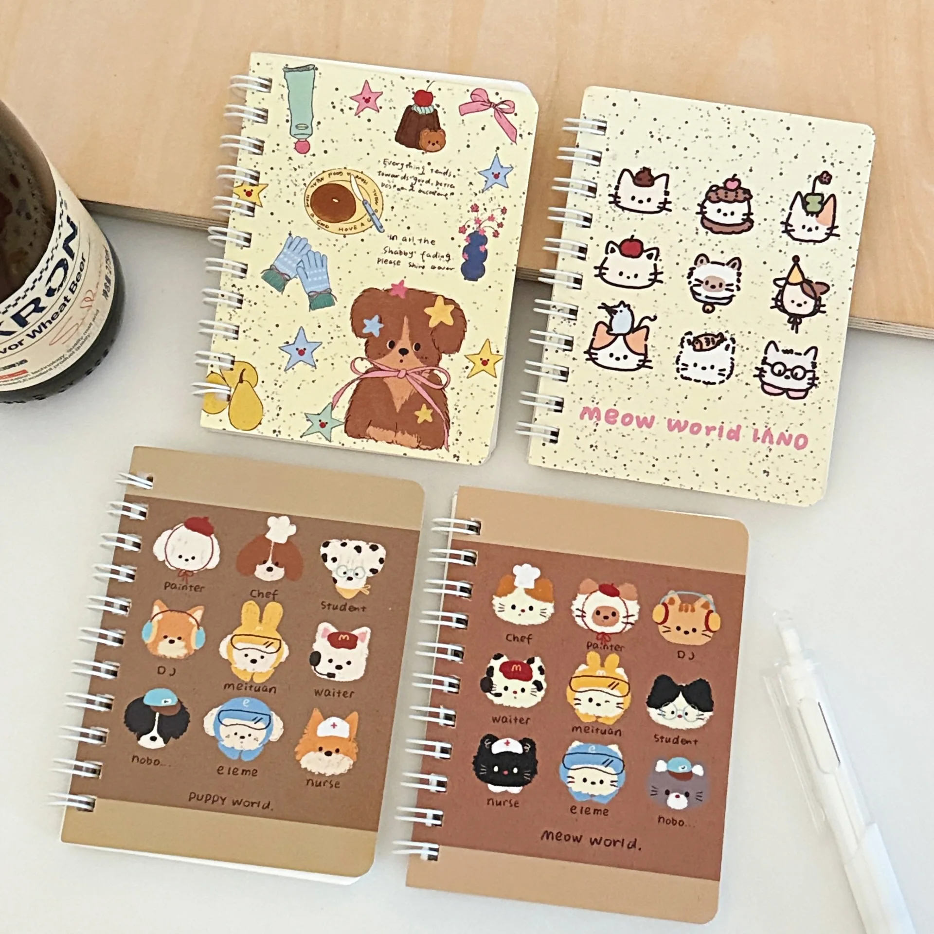 1/4 كتب لطيف الكرتون لطيف الحيوانات الأليفة لفائف دفتر المحمولة جيب دفتر A7 دفتر صغير طالب الإبداعية دفتر #4