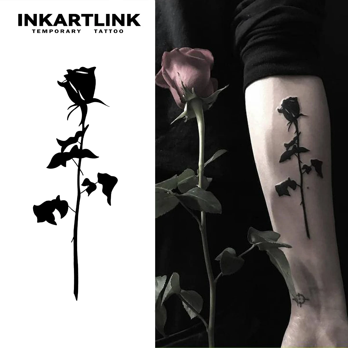 Rose Temporary Tattoo,Lasts To 15 Days New Technology Magic Waterproof Semi Permanent Sticker.