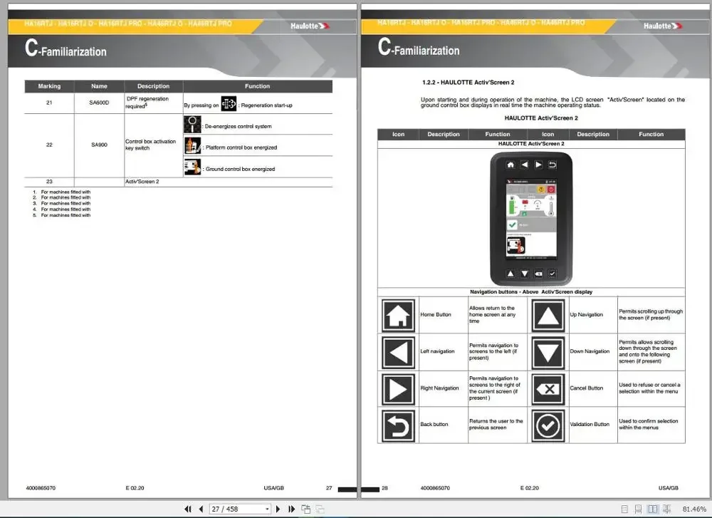 

Haulotte Work Platforms PDF 23.45 GB Updated [08.2021] Service, Maintenance & Operators Manual, Training & Spare Parts Manual