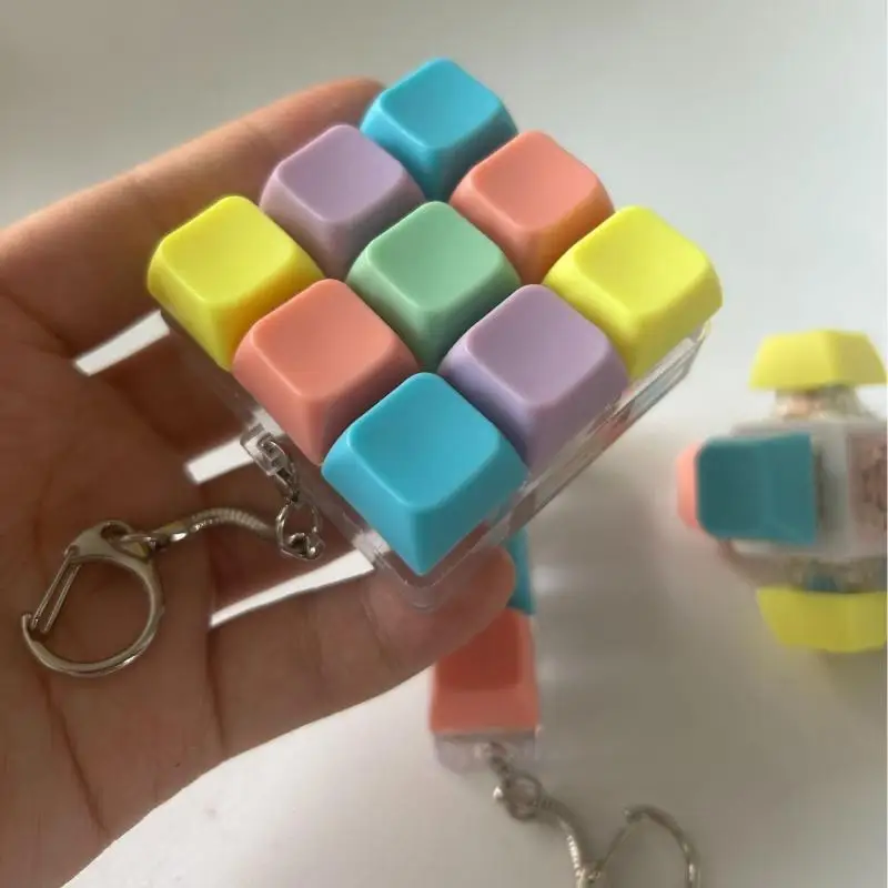 Colorful Keyboard Fidget Toys For Adult Kid 1-9‑button Pastel Keyboard Clicker Keychain For Work Stress Relief Anxiety{no light}