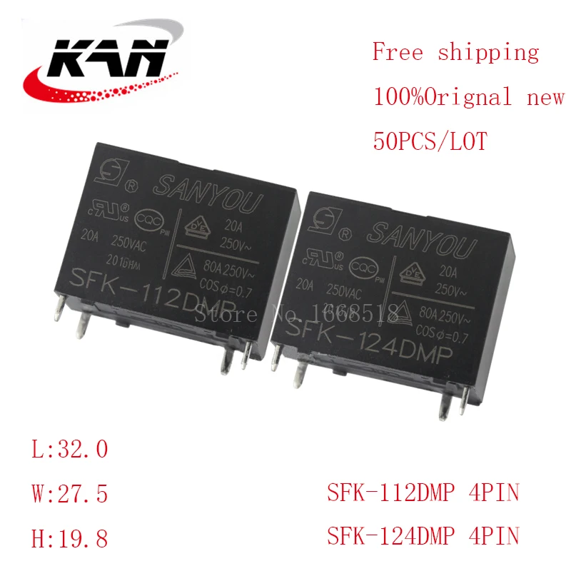 

Free shipping 50pcs relay SFK-112DMP SFK-124DMP 12VDC 24VDC 80A 250VAC 4PIN Original New