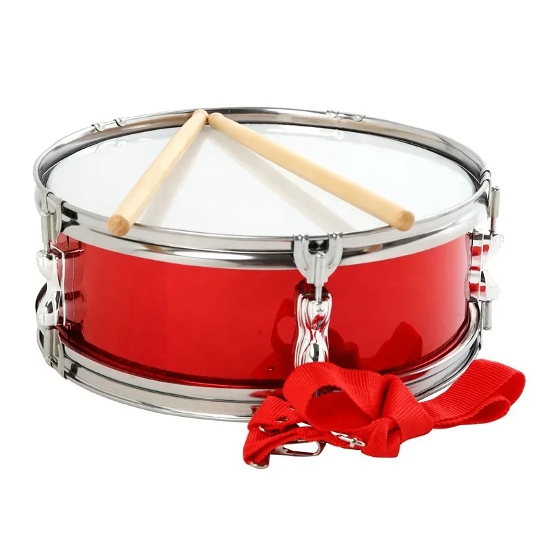 Factory direct sales musical instrument white/red 13 inch stainless steel pressure ring practical snare drum