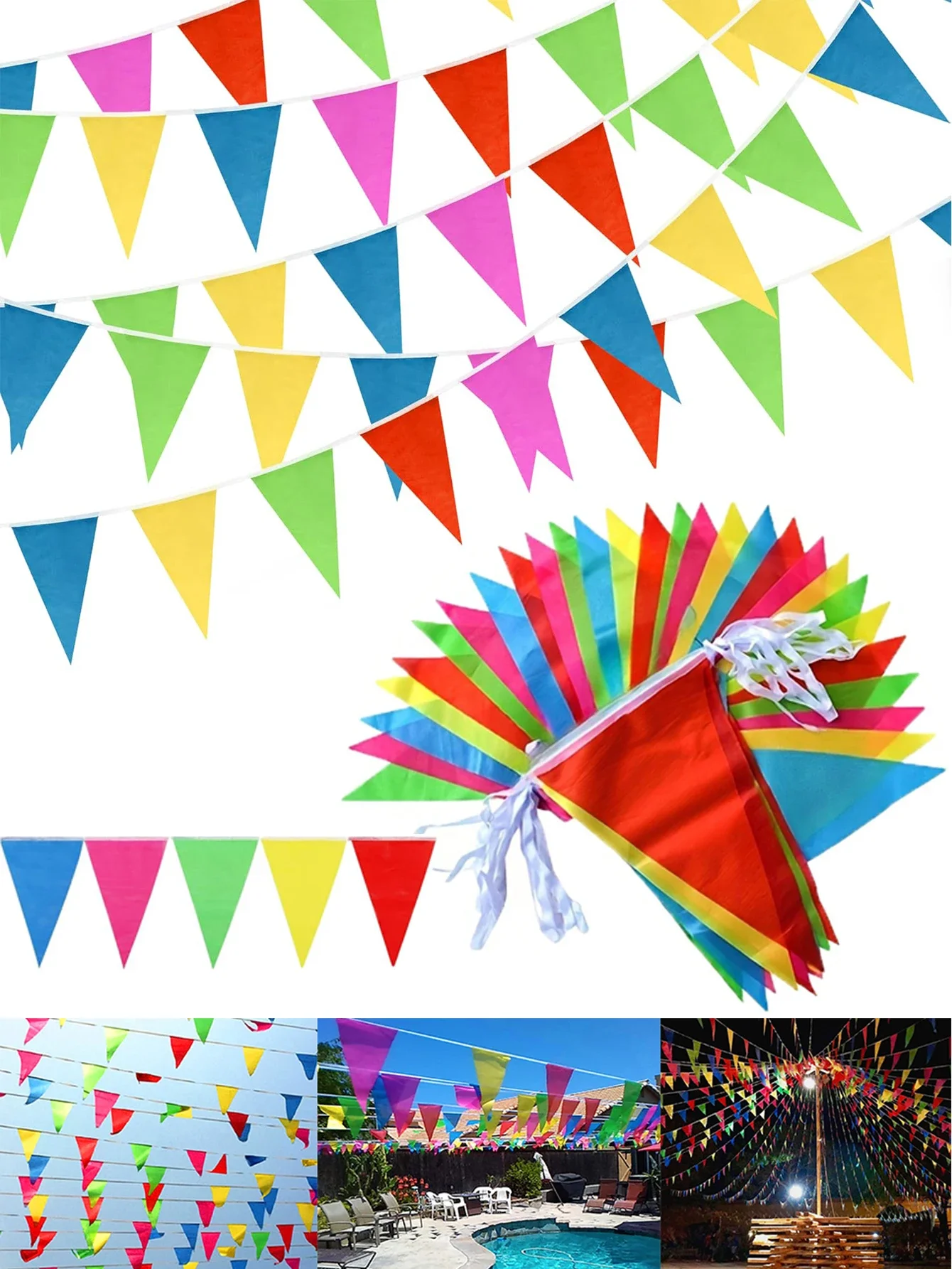 Bunte Wimpel-Banner-Flagge, große mehrfarbige Banner, Karnevalsdekorationen, große Eröffnungsdekorationen, dreieckige Flagge für Party