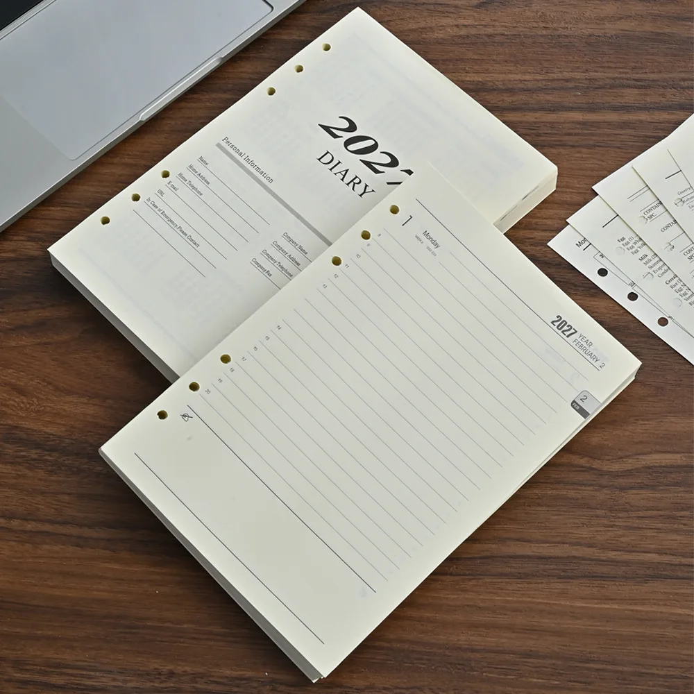 2027 A5 English Calendar Refill Pages 365 Days Loose-Leaf Planner Cross-Border Schedule Refill Office Stationery