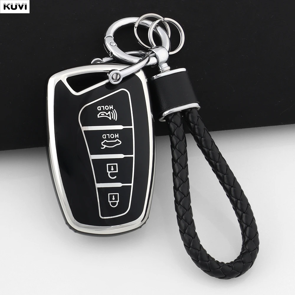 4 tasten TPU Auto Schlüssel Fall Abdeckung Shell Fob Für Hyundai Santa Fe Sport Ix45 Equus Centennial Genesis G80 Grandeur Azera 2013-2016