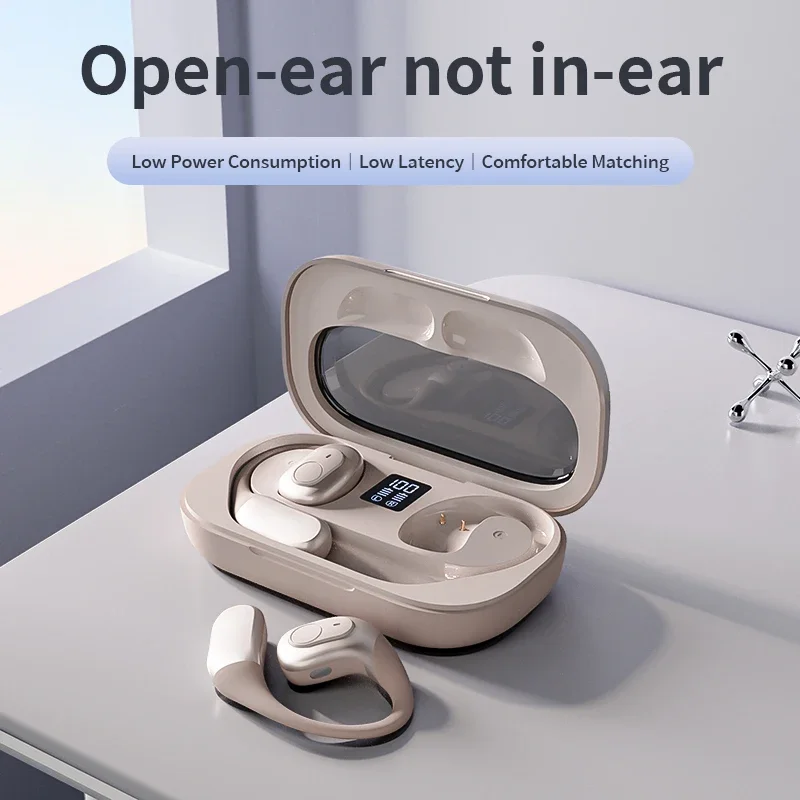 Auriculares deportivos inalámbricos con Bluetooth 5,3, cascos de conducción de aire, impermeables, con pantalla Led, estéreo HiFi, abiertos