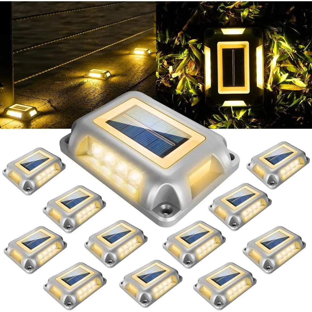 

12-Pack LED 3000K Warm White Outdoor Ground Lights for Driveway, Deck, Garden, and Sidewalk