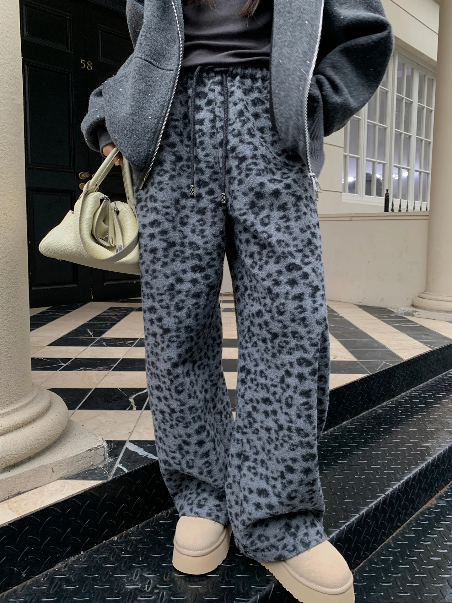 

Свободные повседневные брюки с леопардовым принтом и высокой талией, утягивающие, универсальные, прямого кроя, для женщин