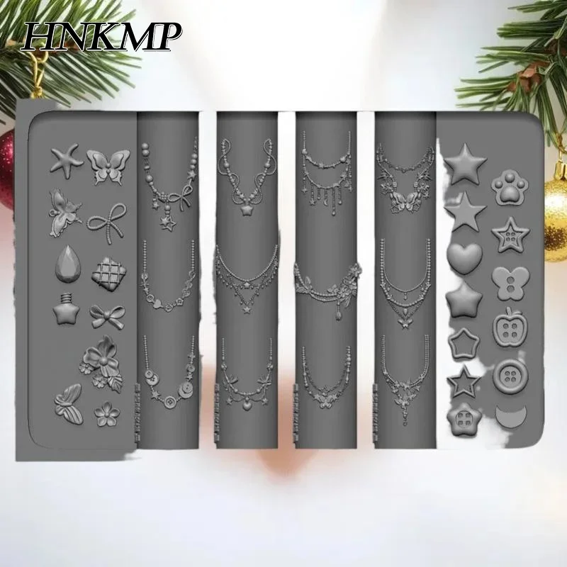 Create Beautiful Nail Art with Dragons Bone 3D Silicone Nail Mold - Star Chain, Flower & Bowknot Patterns
