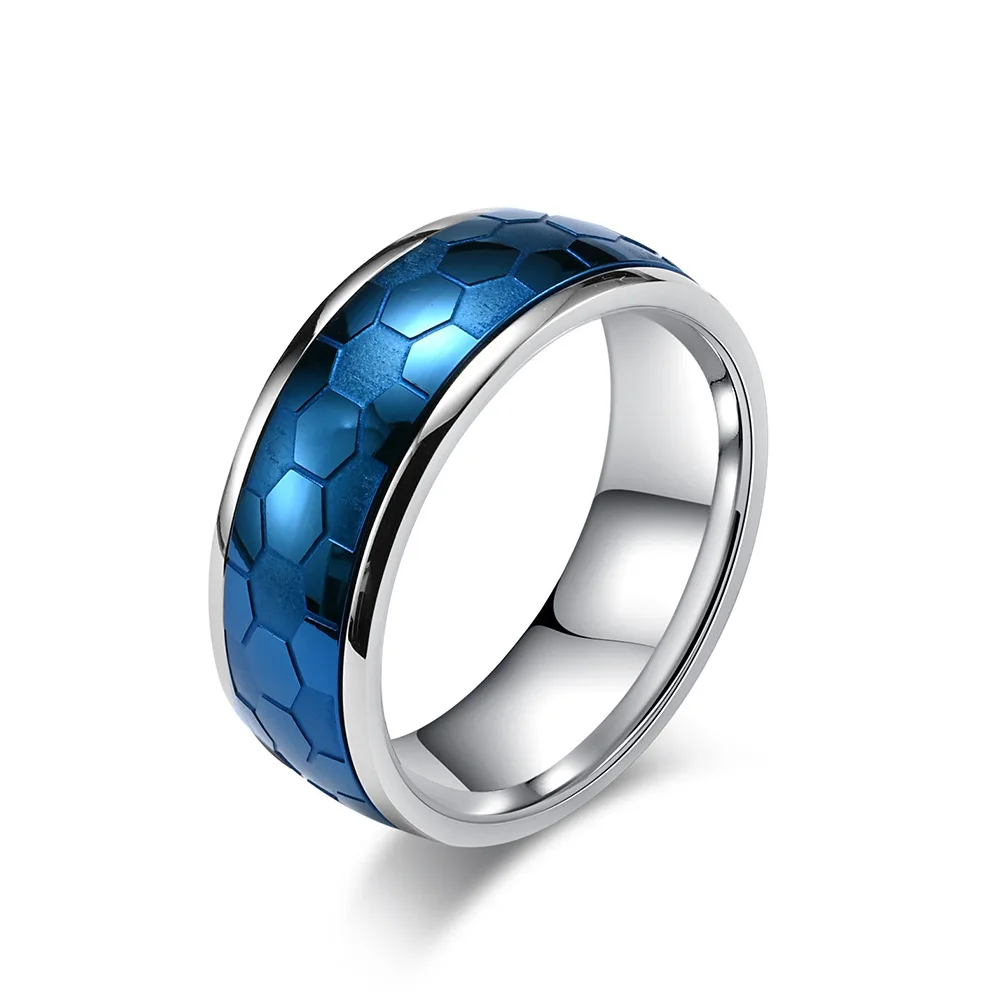 Rotatable Stainless Steel Football Rings for Man Women Unisex Anxiety Relief Ring Fashion Stainless Steel Rings