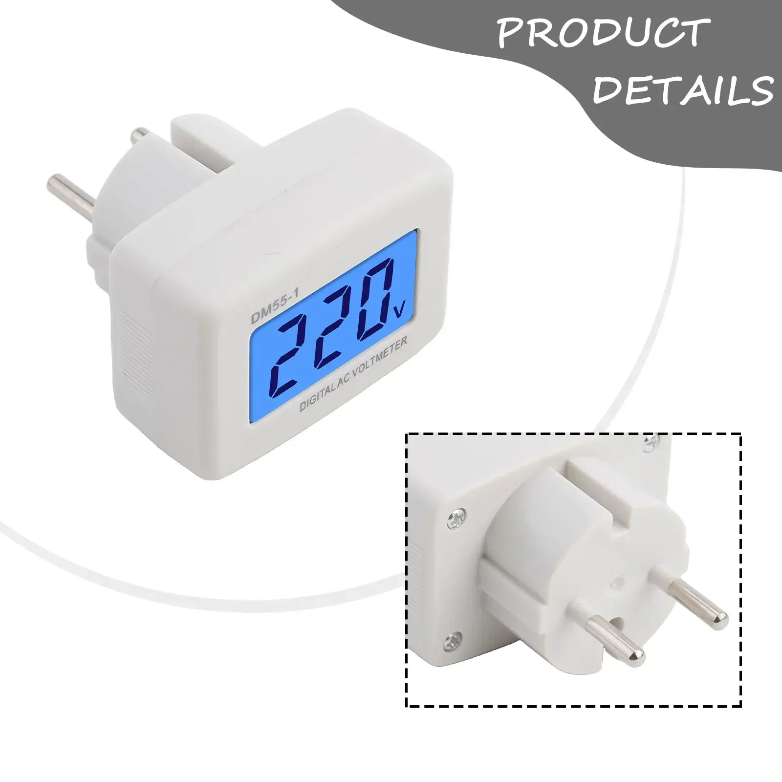 DM55-1 AC Voltmeter Plug Type 110V-220V Digital AC LCD Digital Display Voltmeter Real-time Current Grid Voltage Monitoring