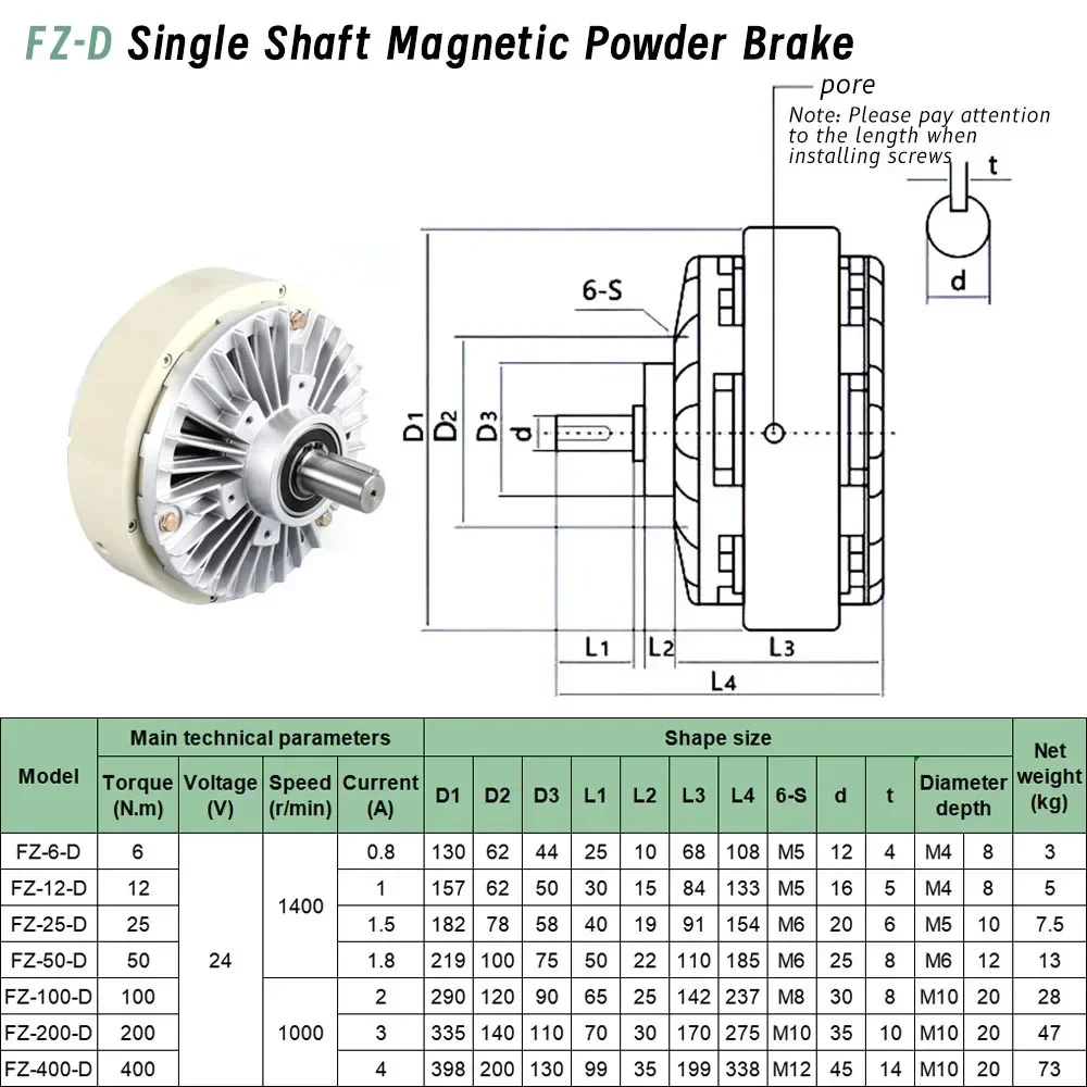 Magnetic Powder Brake Tension Controller Kit Single/Hollow Shaft DC24V 6/12/50-100Nm Unwinding for Textile/Packaging Machine