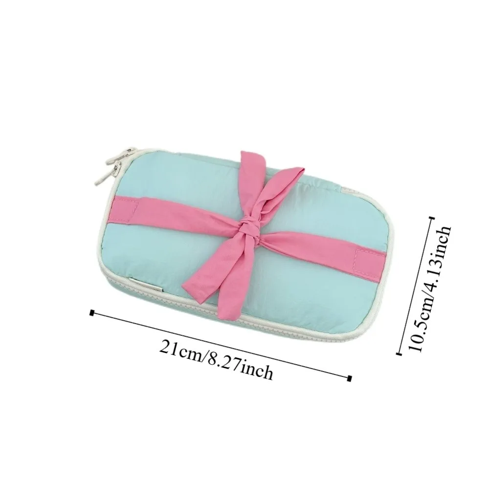 Сумка для канцелярских принадлежностей с бантом, настольная сумка для хранения, эстетический пенал в корейском стиле, большая вместительная сумка для карандашей с бантом, школьная сумка