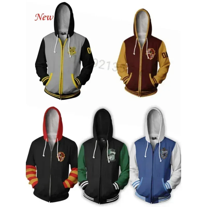 2026 nuevo 2025 Gryffindor Slytherin Hufflepuff Hogwarts Cosplay disfraz pareja Sudadera con capucha cremallera chaqueta de manga larga ropa ★ ☆ ❤ ★ ☆