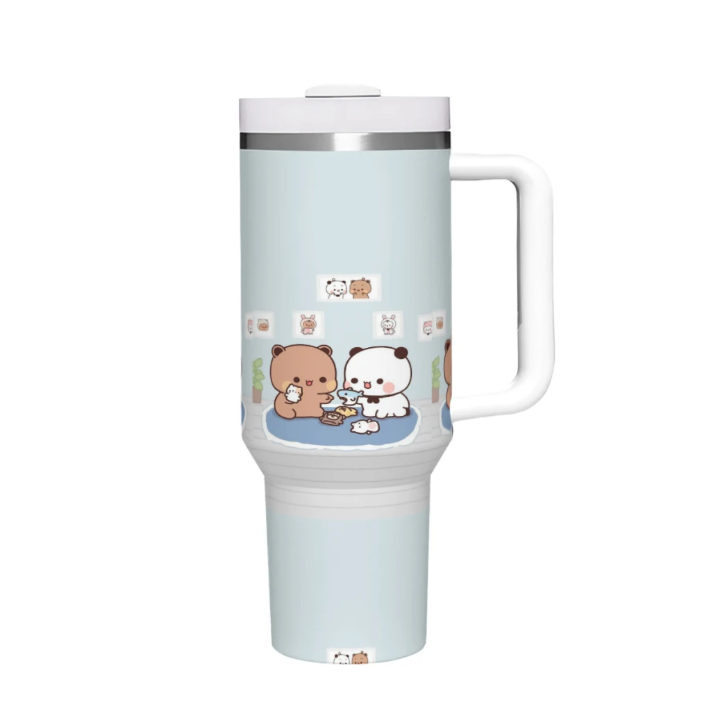 

Car Travel Mugs Panda Bear Hug Bubu Dudu Stainless Steel 304 Tumbler Water Bottle 40oz/1200ml