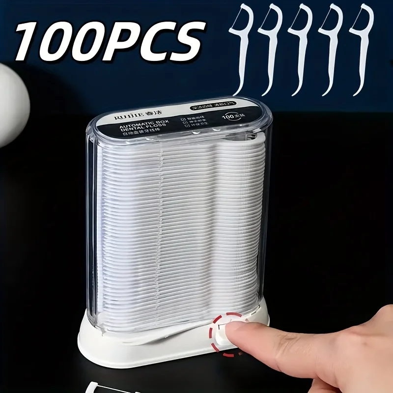 Automatically Pop Up Smart Dental Floss Box, Flosser, Dental Floss Refill, Portable Dental Floss Stick Storage Box