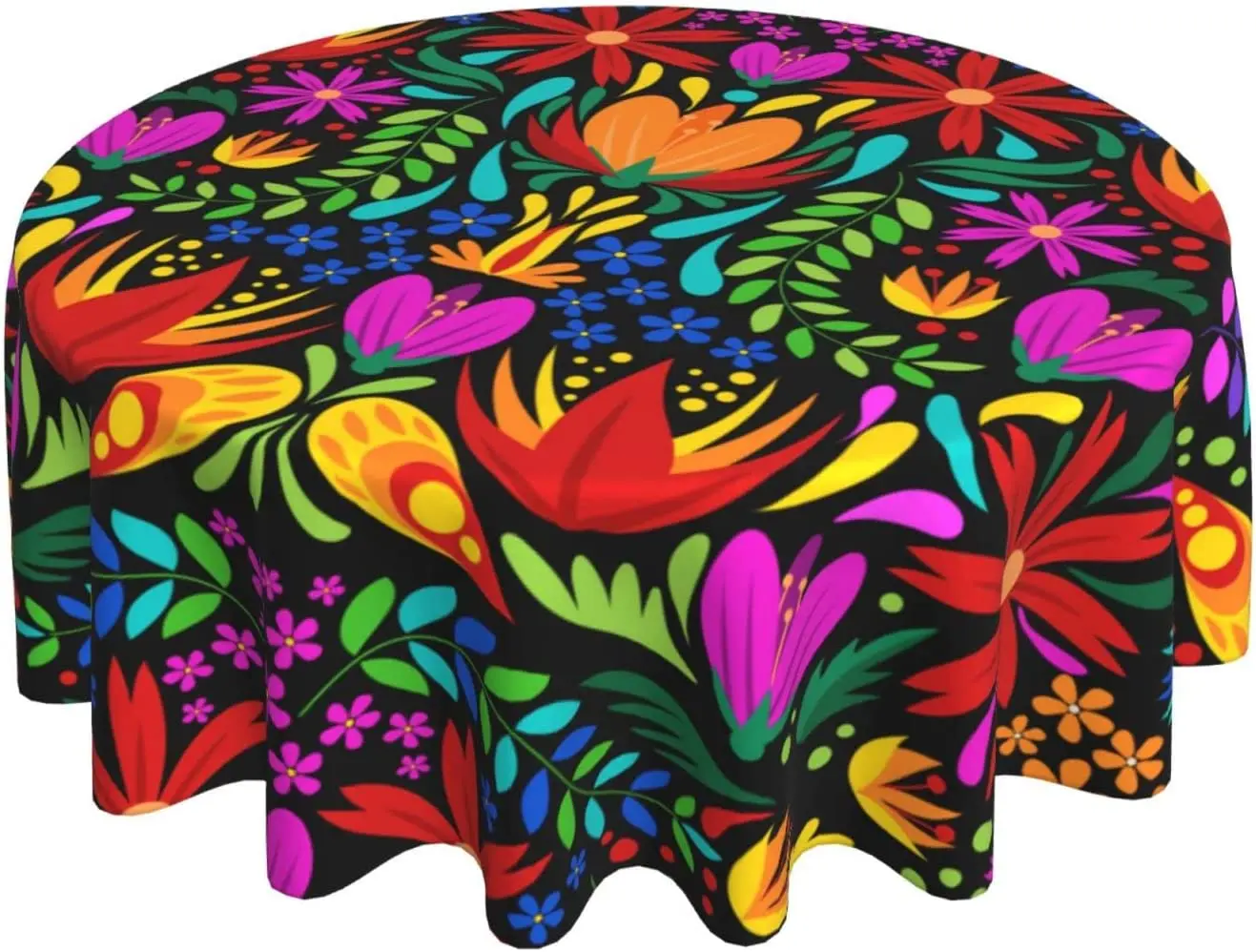 Colorful Mexican Round Tablecloth 60 Inch Washable Polyester Table Cloth for Kitchen Party Picnic Dining Decor Mexican Gift