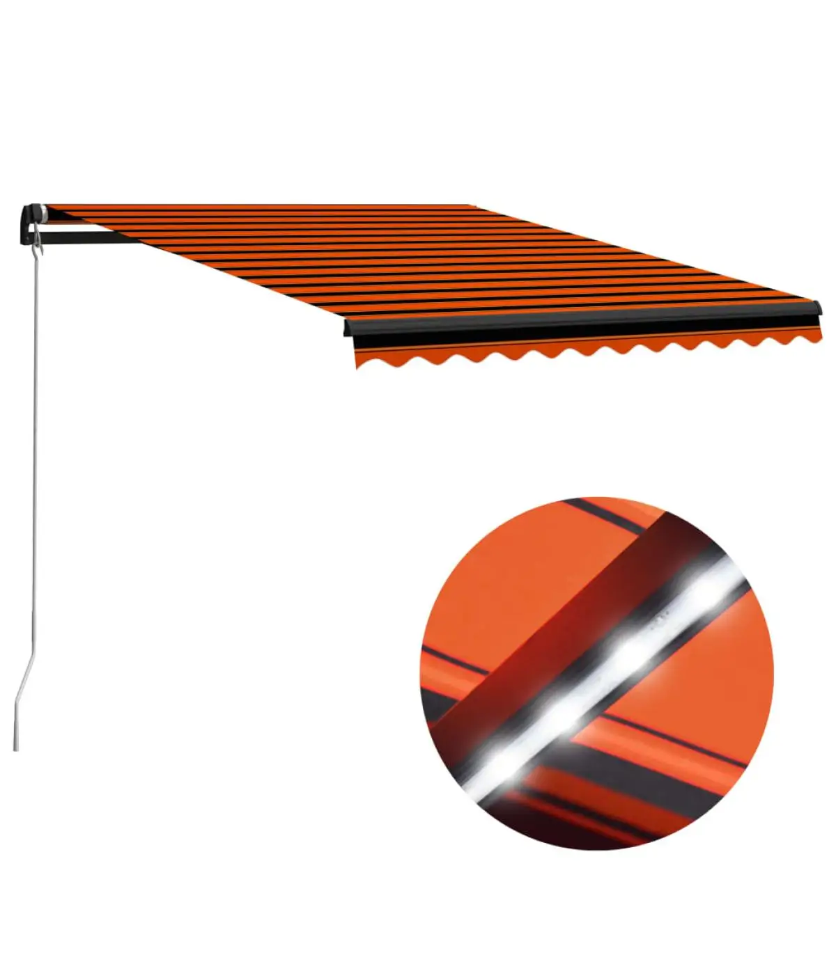 Awnings manual retractable awning with orange and brown LED 350x250 cm