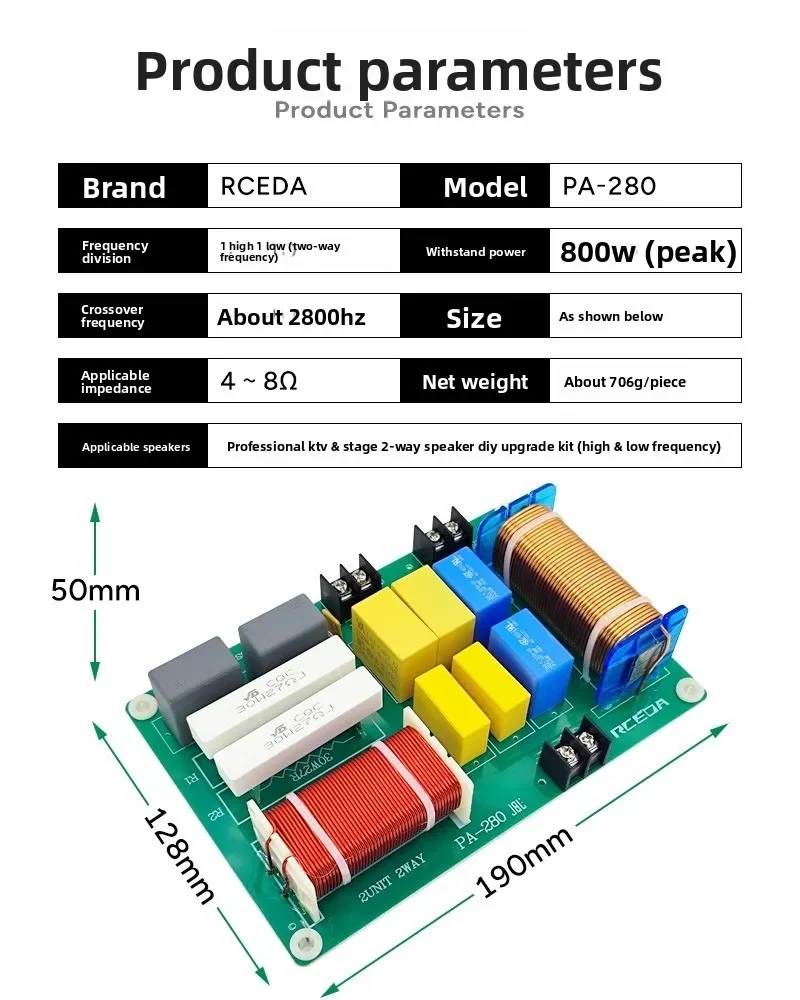 PA 280JB 2-Wege-Audio-Crossover für Hochzeiten und professionelle Bühnenauftritte, HiFi Hoch- und Tieffrequenz-Verteiler, Lautsprecherzubehör – Detail 9