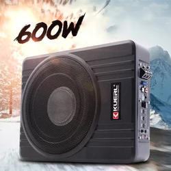 Subwoofer de liga de alumínio para carro, alto-falante de alta potência, modificação do woofer sob o assento, áudio ultrafino, 8 in, 10 in, 12V, 600W