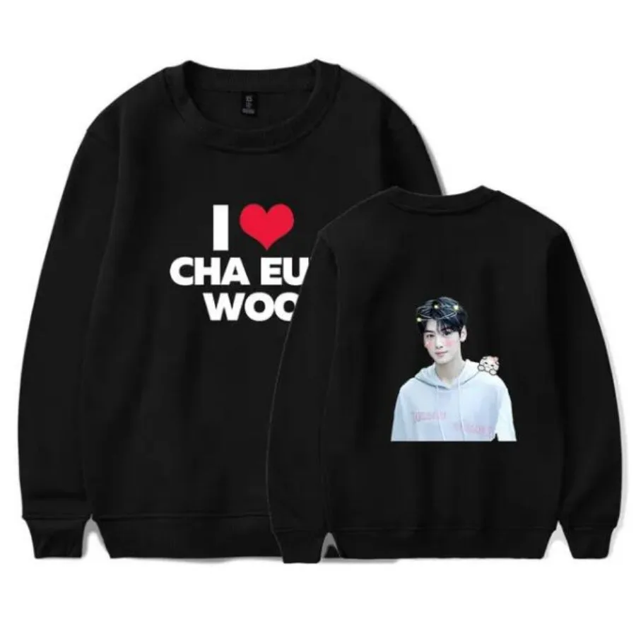 

KPOP Cha Eun Woo Merch Oversized Hoodie Women Men O-neck Long Sleeve Crewneck Sweatshirt Casual Tracksuit Hip Hop Clothing