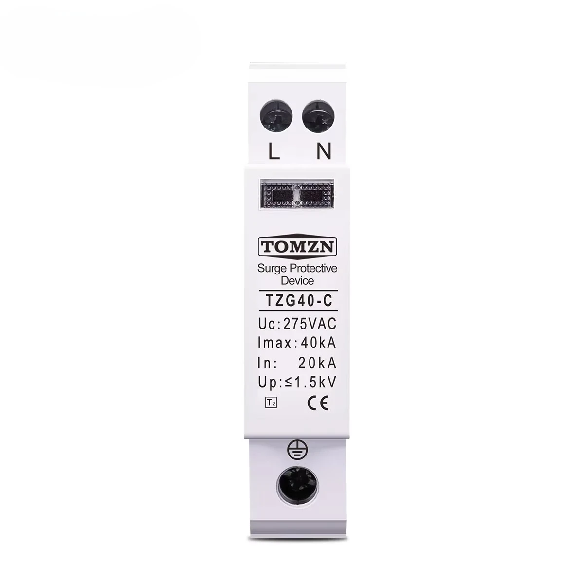 TOMZN 1P+N AC SPD 18mm Width House Surge Protector 20KA-40KA 275V Low Voltage Surge Arrester Device