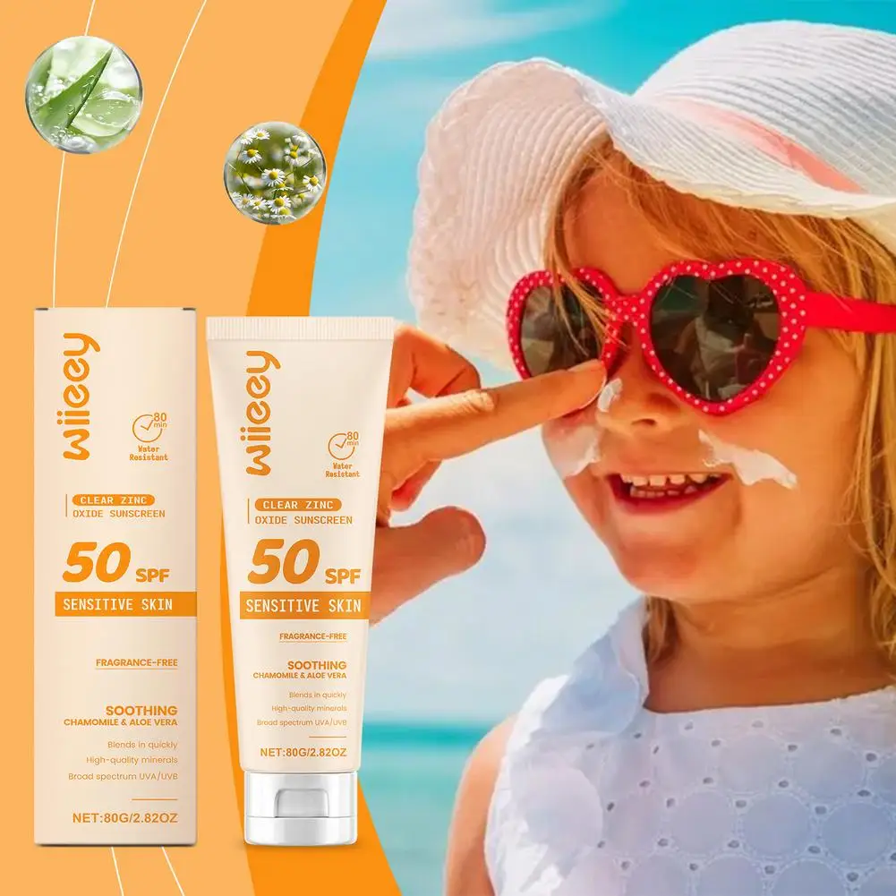 

80g SPF 50+ Children Sunscreen Refreshing Waterproof Sun Protector Mild Non-irritating Outdoor UV Resistance Body Cream