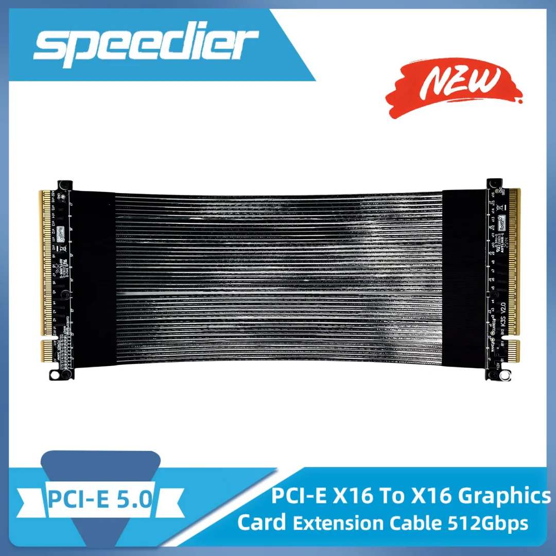 ADT Riser PCIe 5.0 X16 Extension Cable Male To Male PCIe TX-RX Signal Switching Direct Connection Cord
