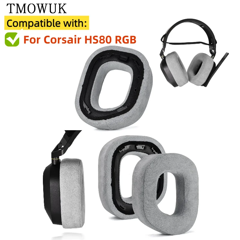 

Replacement Earpads For Corsair HS80 RGB Headphones Softer Protein Leather Earpads High Quality Earpads TMOWUK