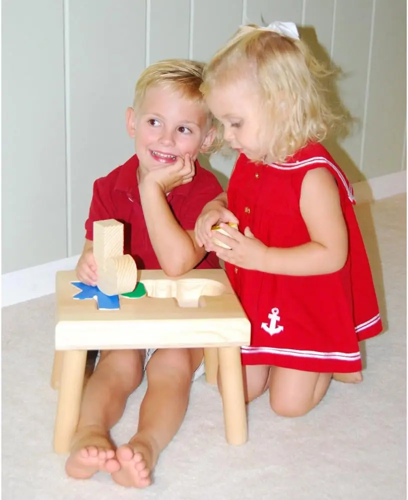 Toys Personalized Wooden Child's Name Puzzle Stool Primary Colors