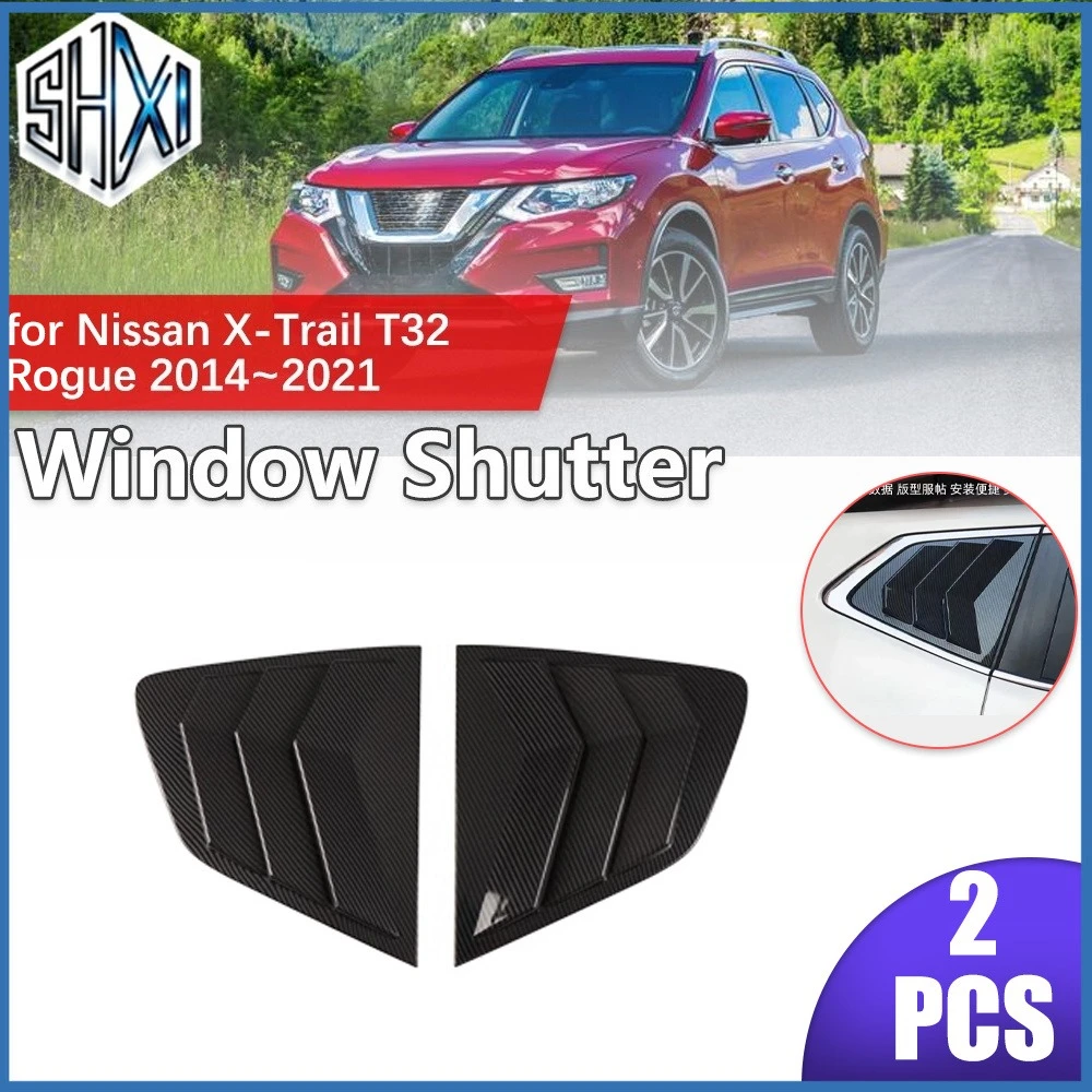 2pcs Car Shutter for Nissan X-Trail T32 Rogue 2014~2021 Rear Side Window ABS Louvers Racing Style Triangular Sticker Accessories