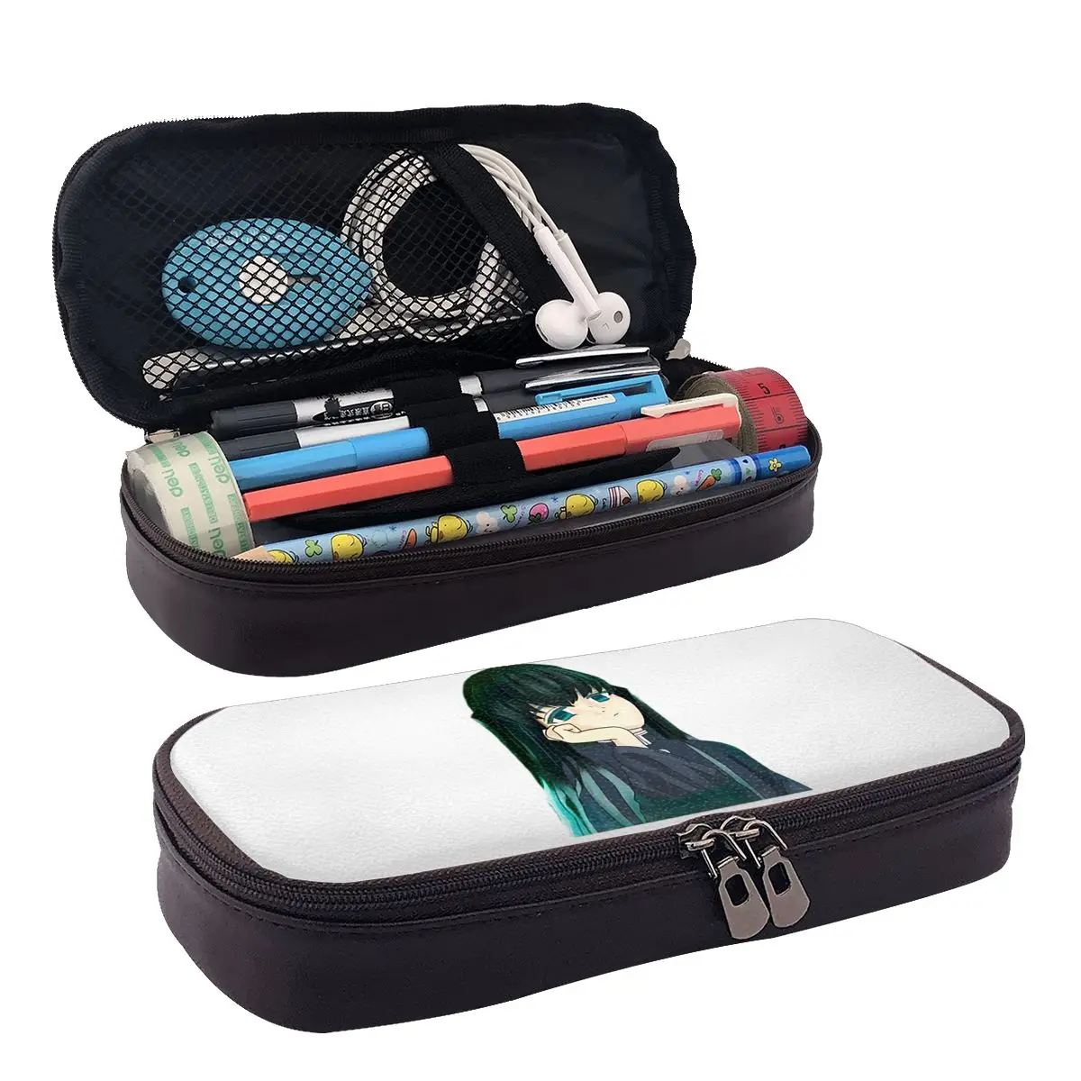 

Muichiro Tokito Leather Pencil Case for Studen School Pen Box Pencil Bag Stationery Supplies Pen Holder Bag