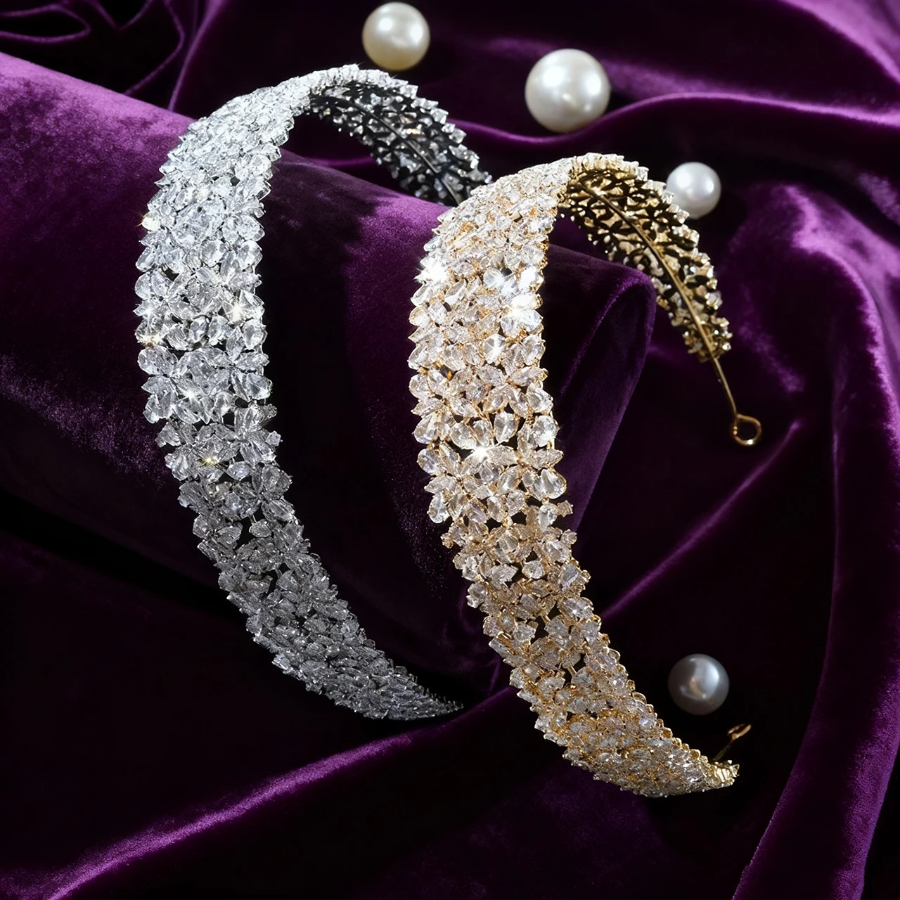 Bandeau de mariée en Zircon coréen, couronne de cheveux entièrement en diamant pour mariage, accessoire de cheveux haut de gamme à la mode pour fête d'anniversaire