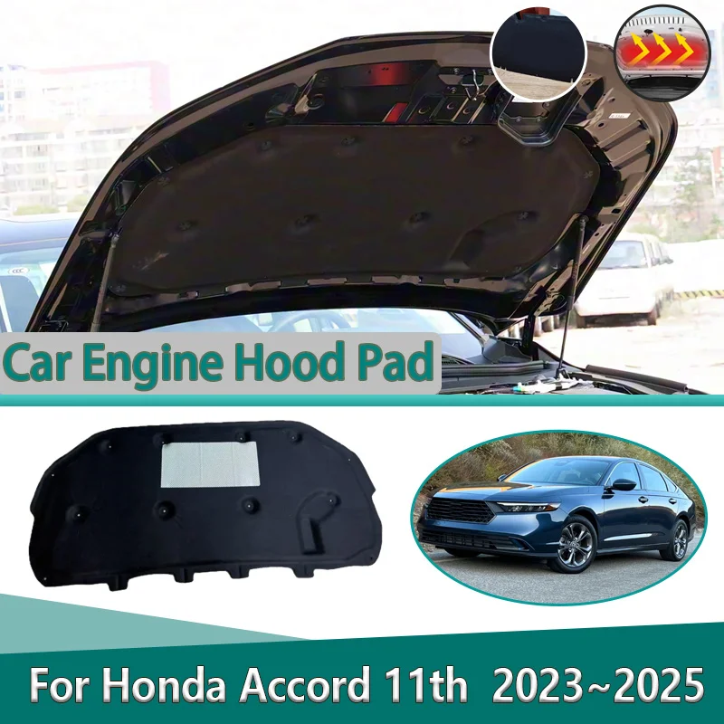 

For Honda Accord 11th 2023 2024 2025 Engine Hood Soundproof Cover Heat Insulation Pad Noise Reduction Cotton Mat Car Accessories