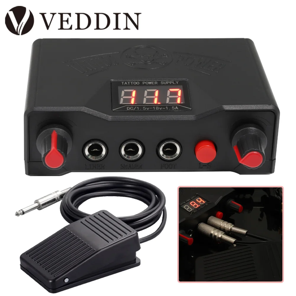 Display Tattoo Power Supply Set LCD Screen Dual Digital Power Supply Tattoo Foot Pedal Switch for Rotary Tattoo Machine Coil Gun