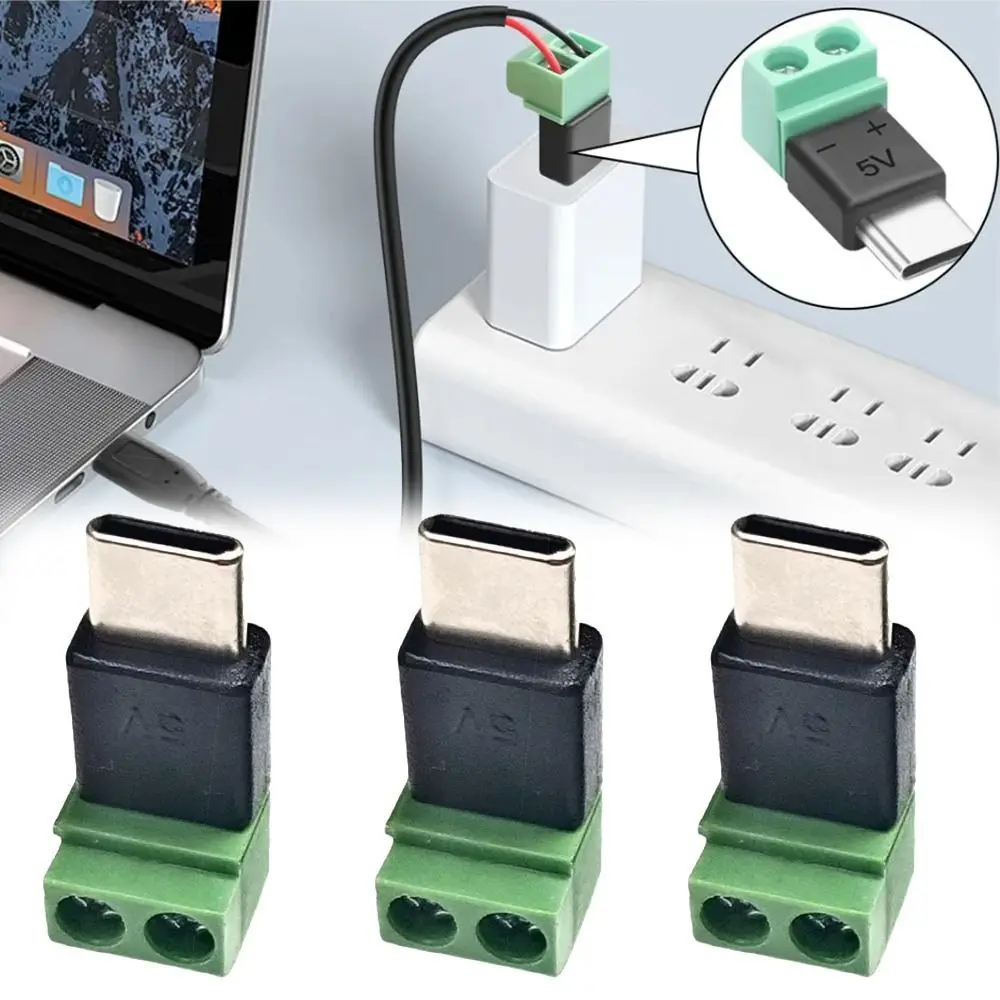 Type C Male 5V to 2 Pin USB C to 2Pin Terminal Adapter Cannot Data Transfer Solderless Plug No Solder Green Terminal