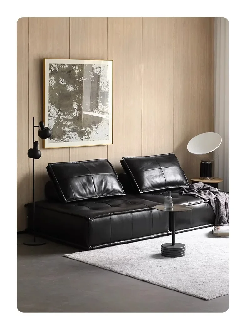 

Medieval style combination, first layer cowhide black, genuine leather single sofa