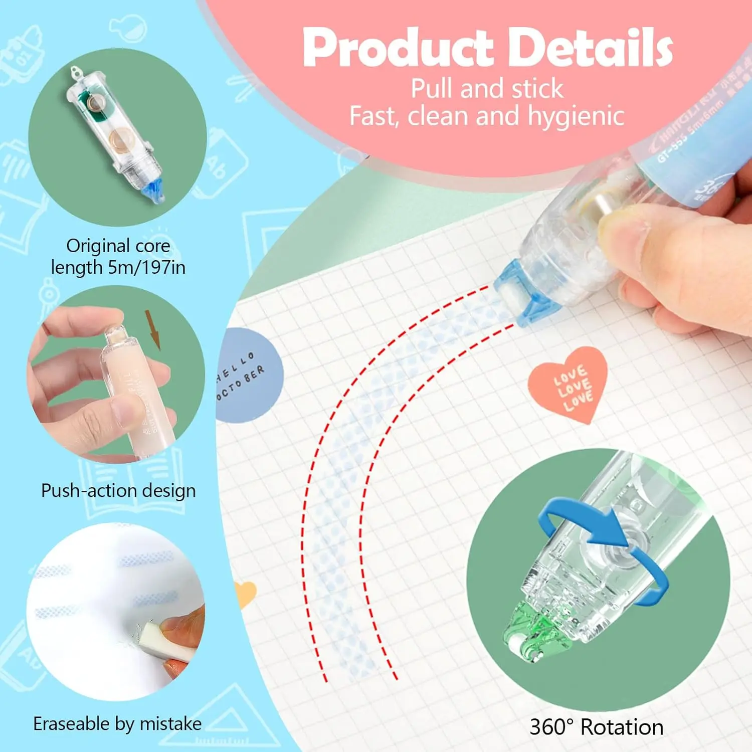 1pc Creative Retractable Point Dispensing Glue Tape - Double-Sided Adhesive Dots Tape for School Crafting, Glue for Crafts