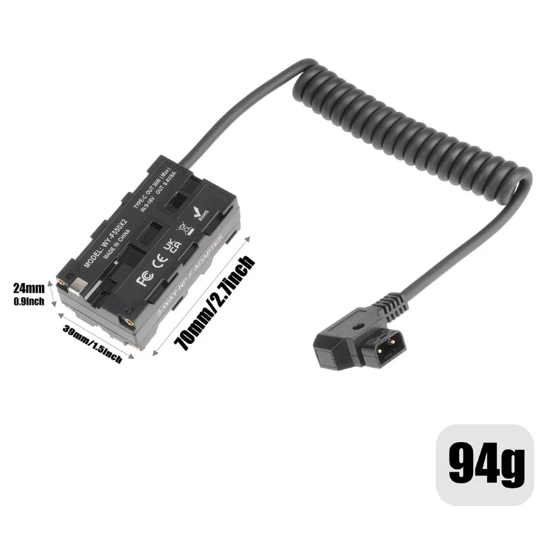Piezas de repuesto para DSLR F970/F750/F530/F330, D-TAP a Dual F550, analógica, práctica, portátil, Monitor de batería ficticia, cable de alimentación