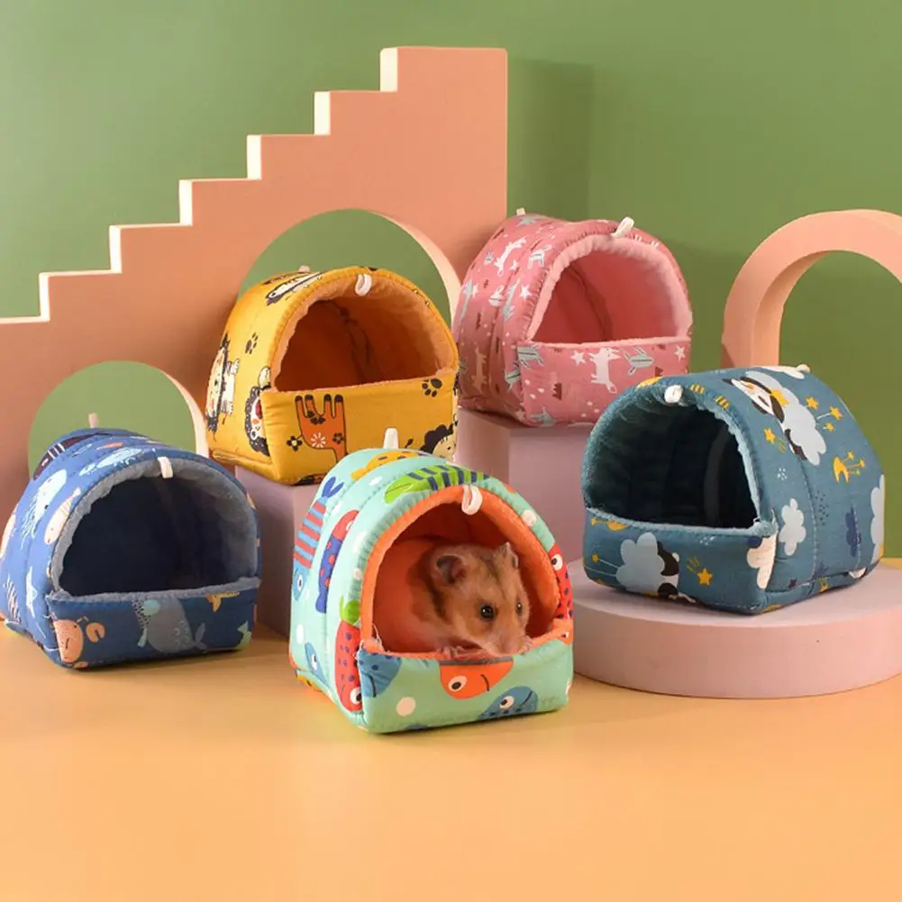 Hamster House Guinea Pig Nest Small Animal Sleeping Bed Winter Warm Cotton Mat Soft Rodent Guinea Pig Rat Squirrel Bed Cages