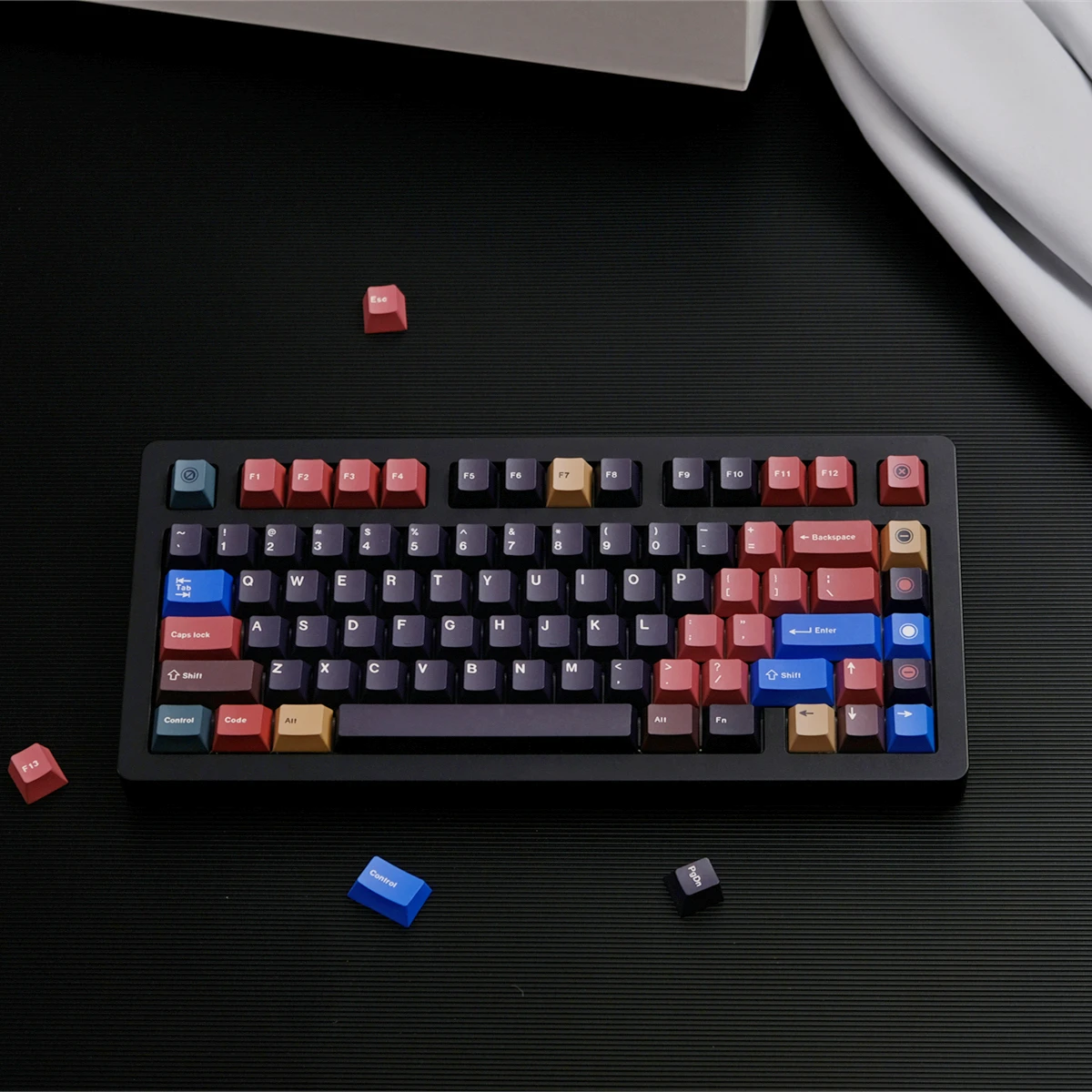 1 Set Black Mixed Lights Keycaps Cherry Profile Dye Sublimation PBT Keycap For Mx Switch Mechanical Keyboard Caps Split Spacebar