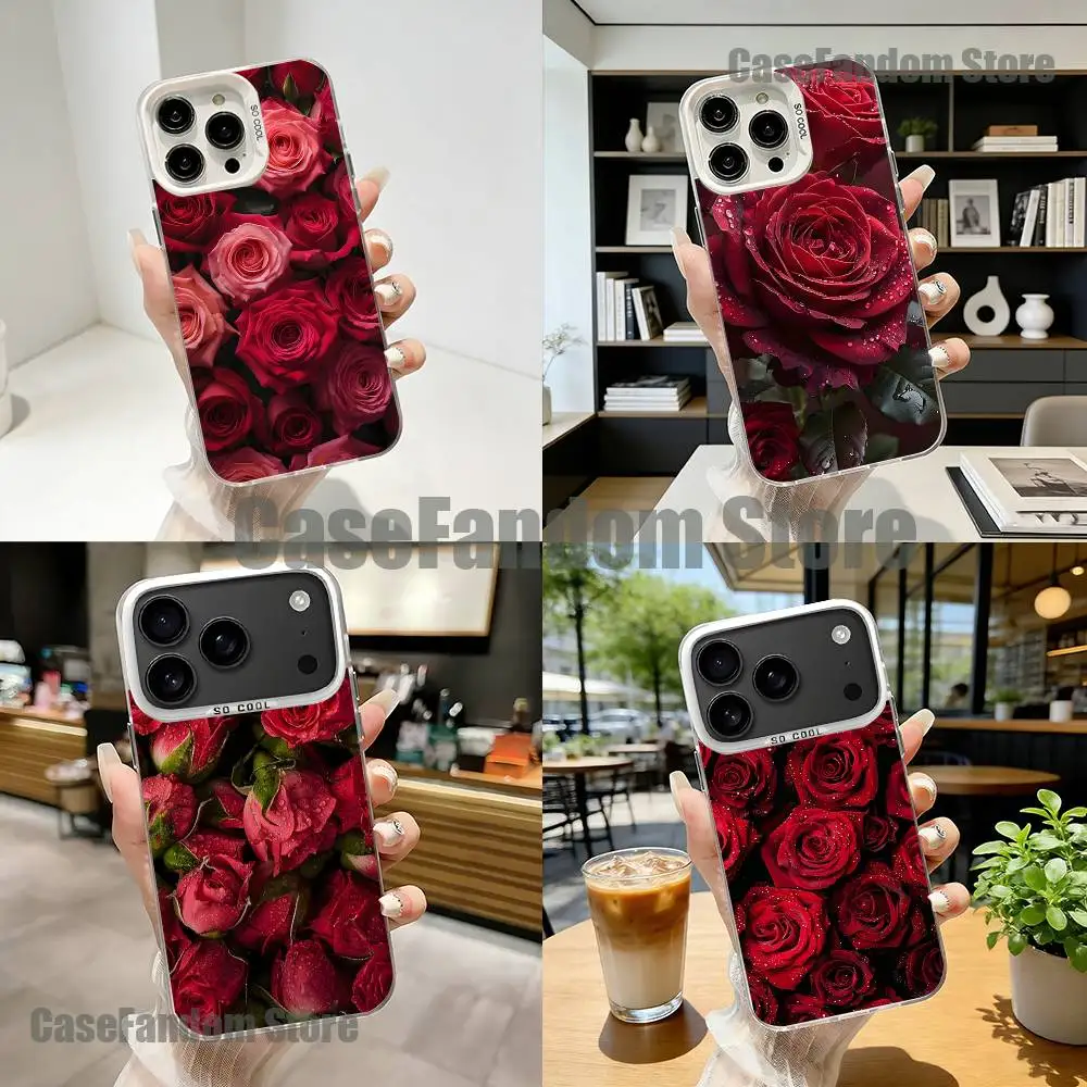 

Red Rose Flower Colorful For White Candy Matte Cover iPhone 17,16,15,14,13,12,11,Mini,Pro,Plus