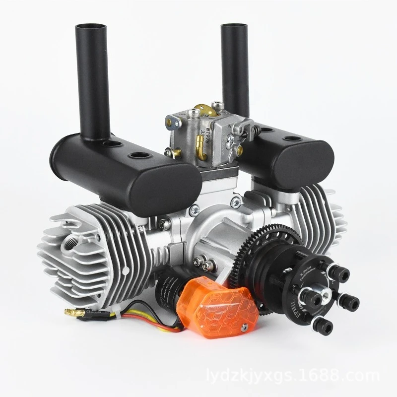 

Model aircraft gasoline engine electric start opposing two-cylinder two-stroke fixed wing