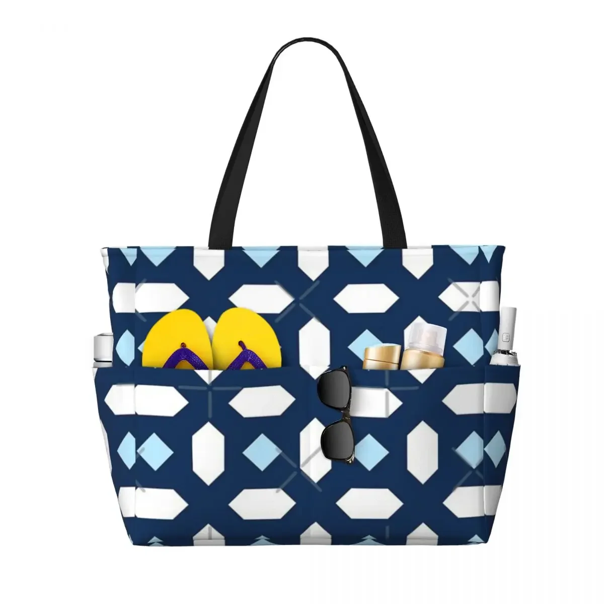 Blue And White Portuguese (2) Beach Travel Bag, Tote  Personality Adult Gifts Shoulder  Multi-Style Pattern