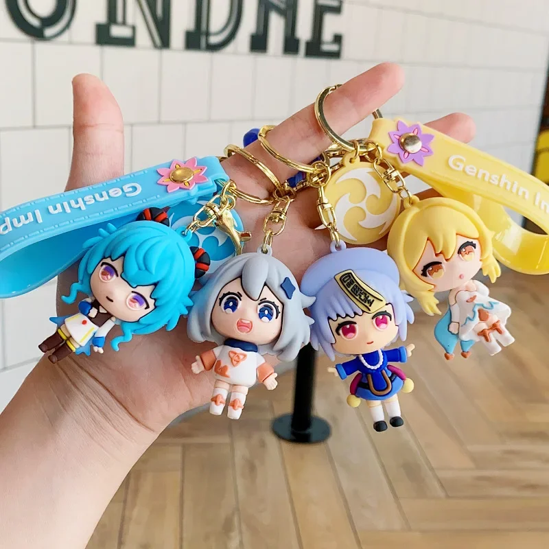 Genshin Impact Keychain Game Battlefield Heroism Kawaii Keyring Paimon Figurines Key Ring Model Toys Doll Kid‘s GIft