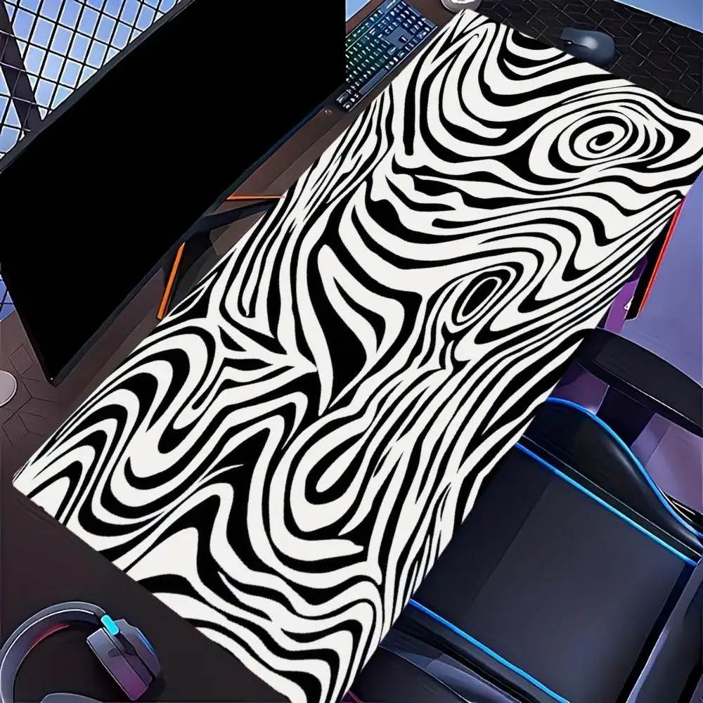 Topographic Marble Swirl XXL Gaming Mouse Pad Non-Slip Rubber Overlocked Deskmat Abstract Liquid Wave Keyboard Game Table Mats
