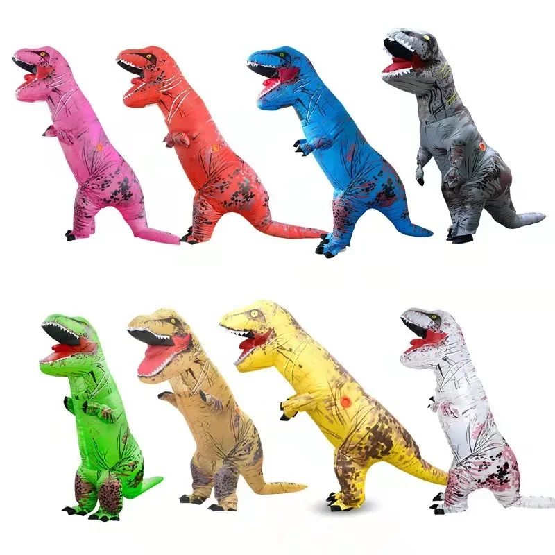 Costume gonfiabile di dinosauro Costume Cosplay di dinosauro per tutto il corpo puntelli divertenti per feste Costume di Halloween per bambini adulti sorpresa di compleanno