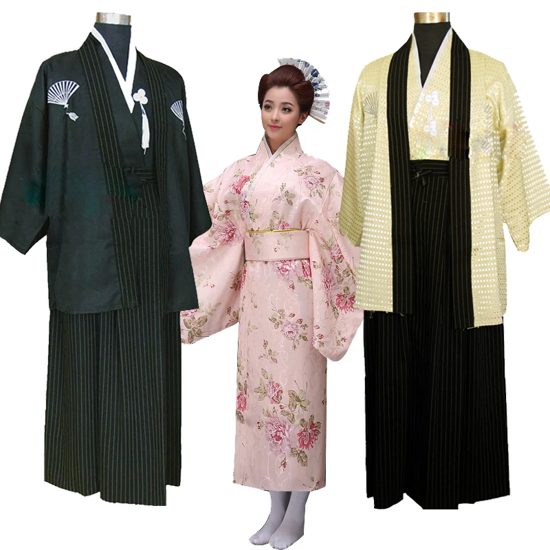 Kimono japonês Yukata tradicional para homens, roupa Samurai, veste nacional, traje de dança do palco, traje japonês